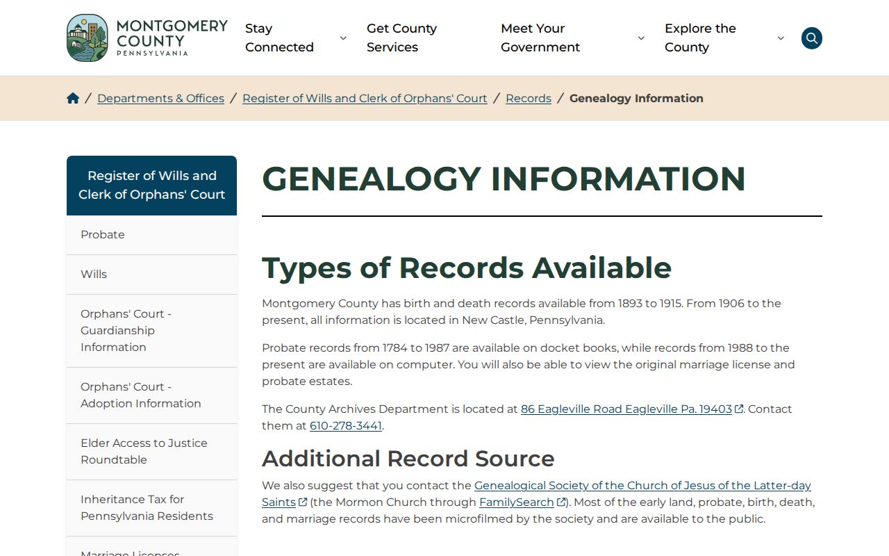 Montgomery County city directory genealogy information page