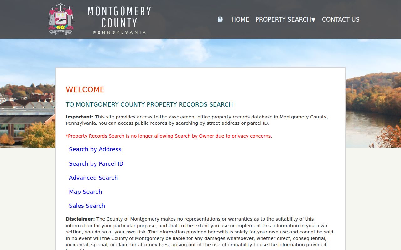 Montgomery County residents directory property-records search screen