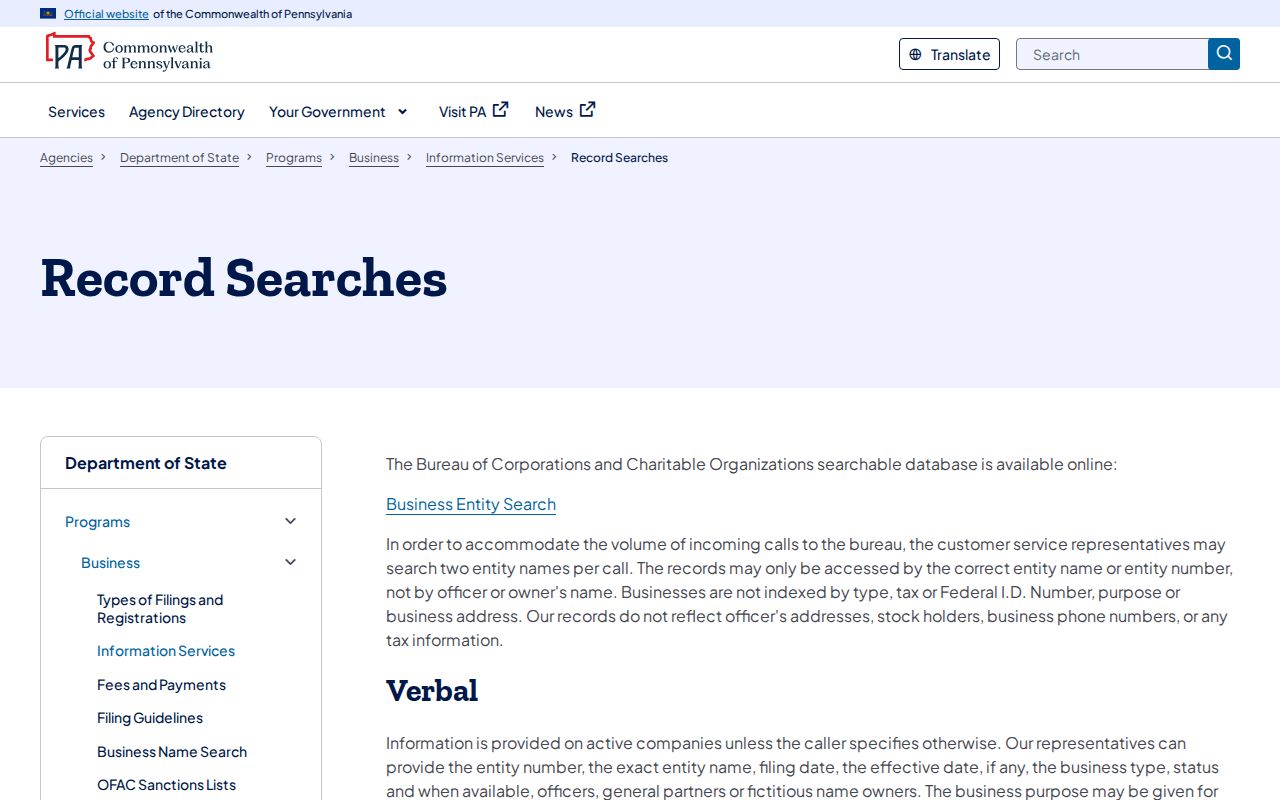 Montgomery County residents directory Pennsylvania business entity search guidance
