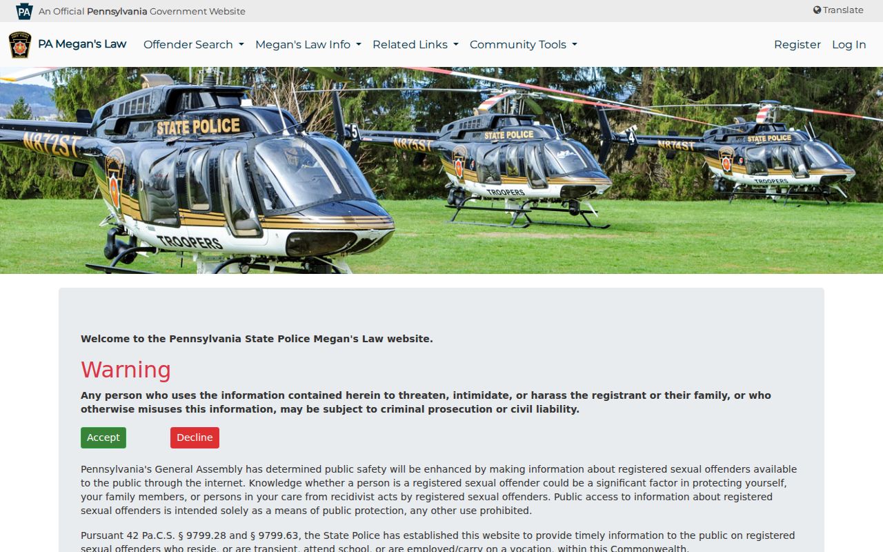 Montgomery County residents directory Pennsylvania Megan's Law official site