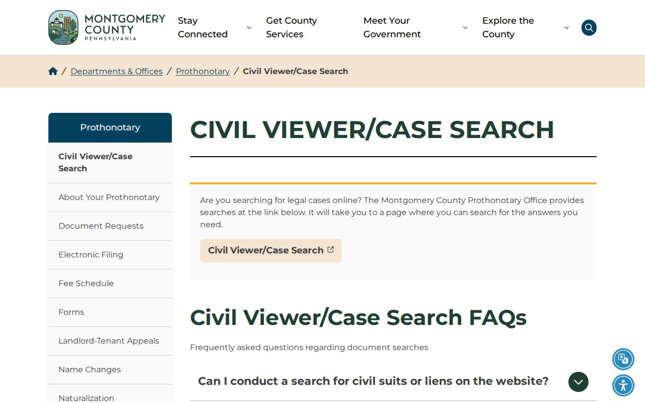 Montgomery County resident lookup through the civil case viewer