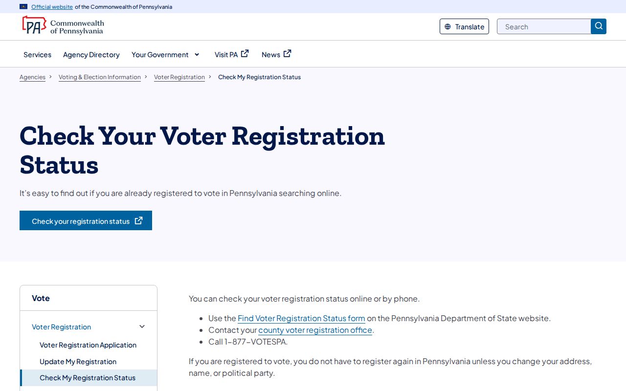 Montgomery County resident lookup using Pennsylvania voter registration status