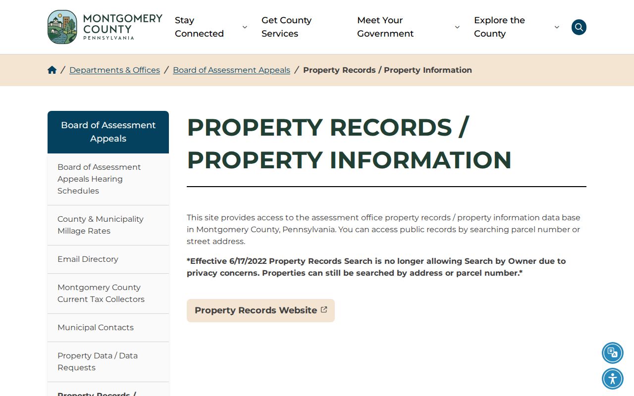 Montgomery County ZIP code directory property records information